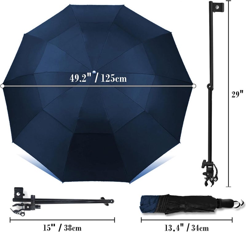 DUOUPA Patio Umbrellas UPF 50+ 360 ° Adjustable Shade Umbrella,Beach Umbrella with Universal Clamp,Beach Clamp on Umbrella,suitable for Patio,beach chairs,golf carts, wheelchairs,carts,bleachers,camping and fishing - Image 3